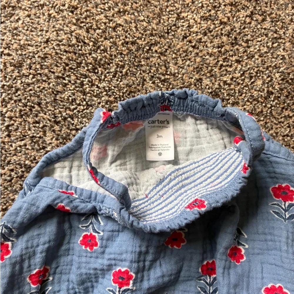 Red white and blue set of baby girl rompers